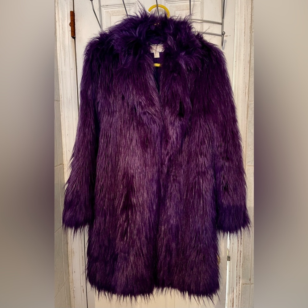 Michael Kors Purple Shaggy Faux Fur Coat XS